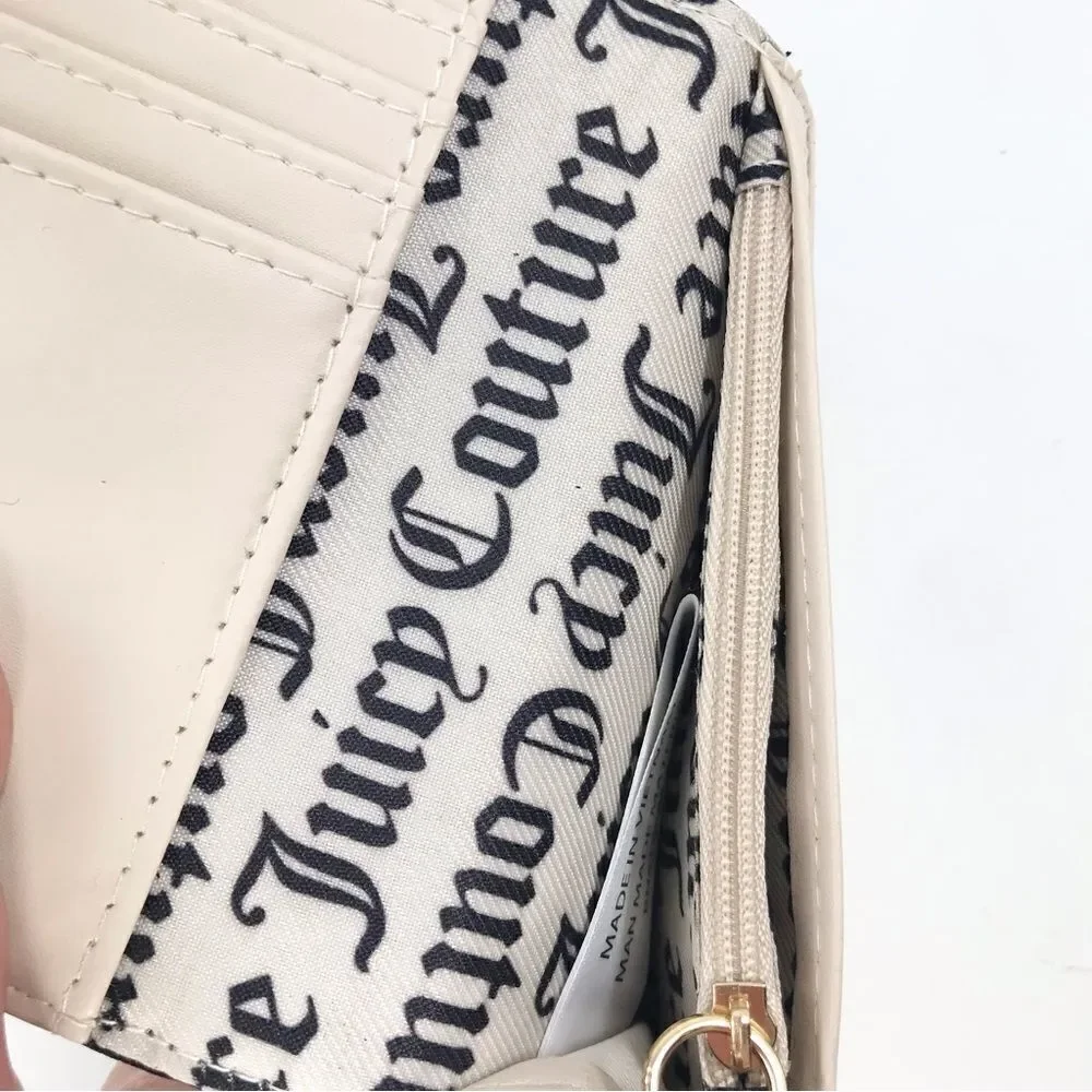 Juicy Couture Black Heart Quilted Monogram Heart Card Case Mini Snap Wallet